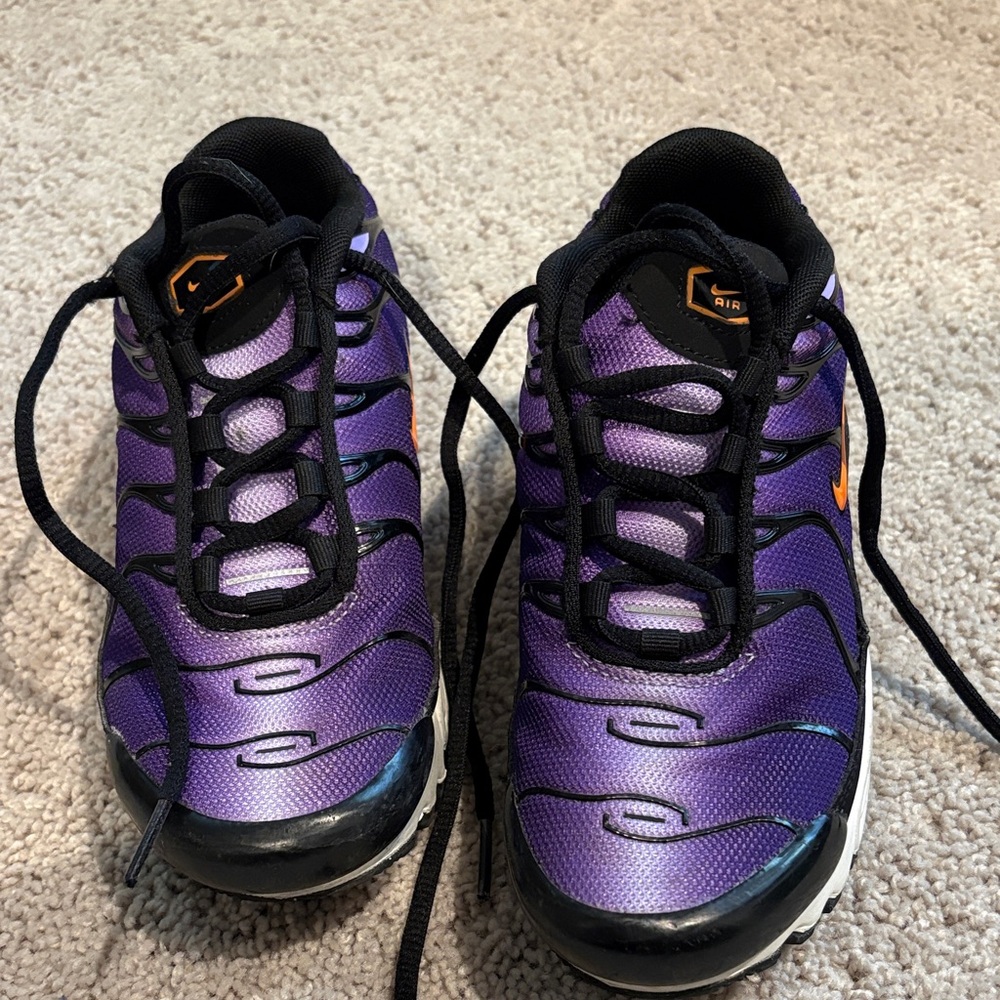 Nike Kids Sneakers in Purple and Black with Orange Accents